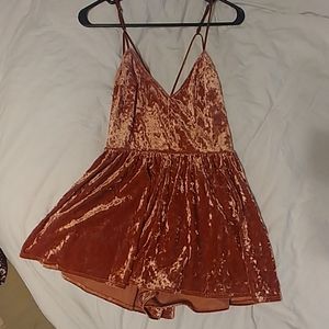 Pink/rose gold Velvet Romper